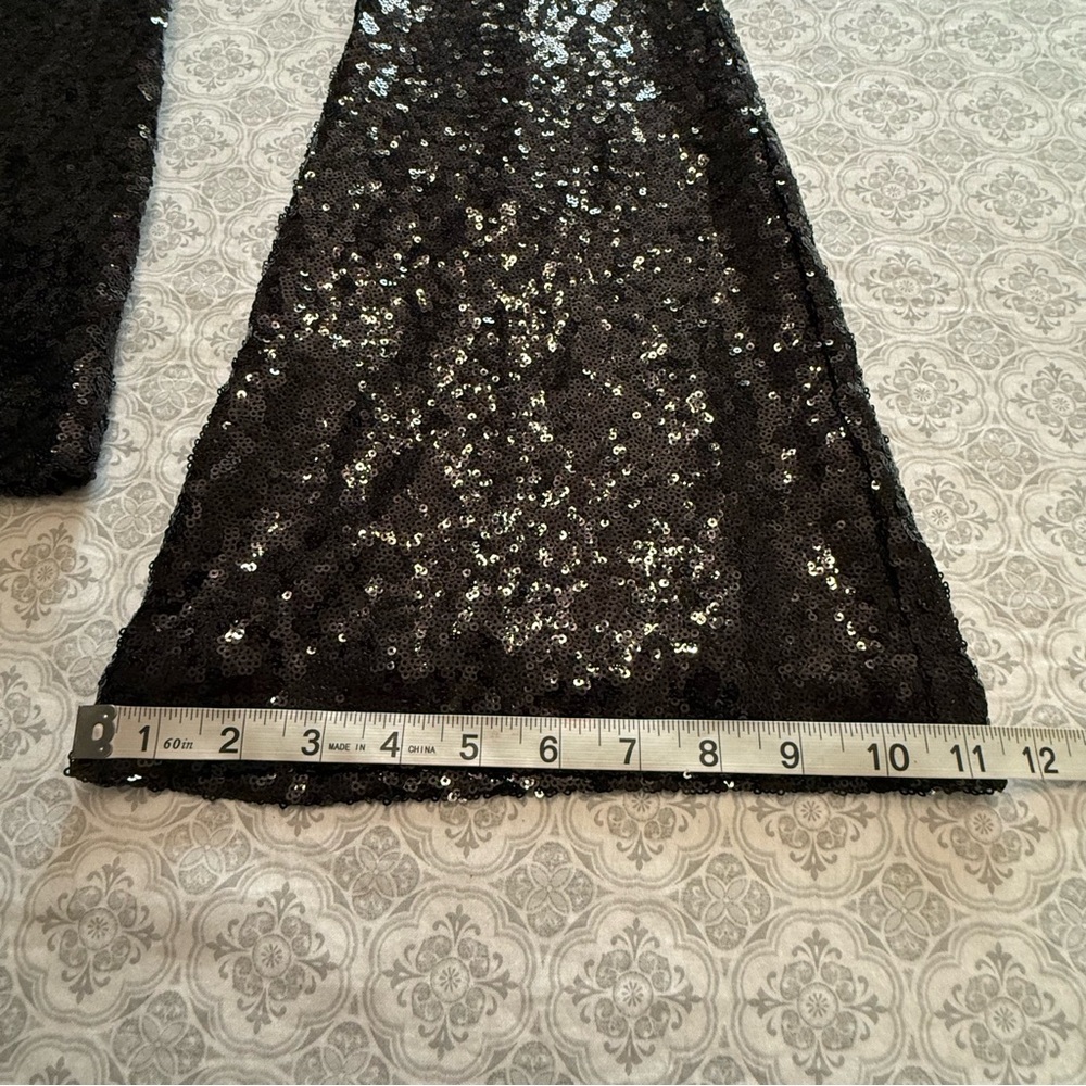 NWT Anthropologie Joni Sequin Flare Pants Black Cocktail Disco Holiday Size 4P - Picture 15 of 16